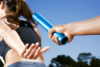 Baton passing between relay runners